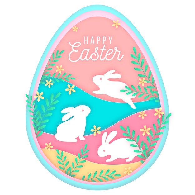Vector happy easter day in paper style