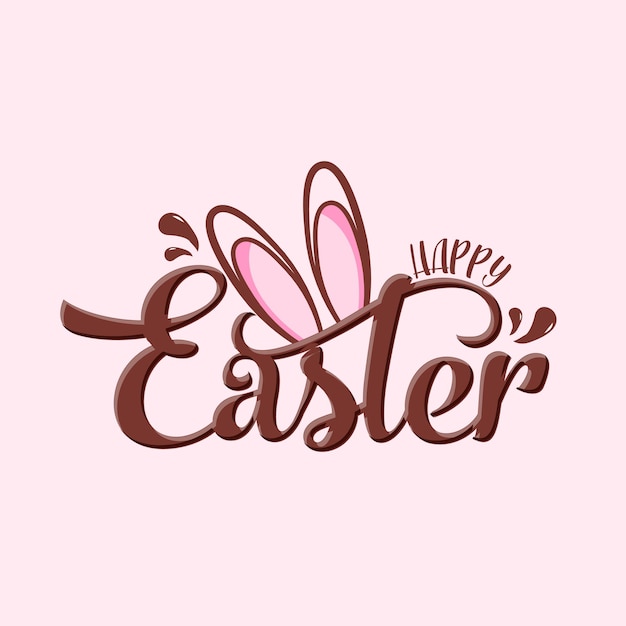 Happy easter day pink card with cute ears Vector