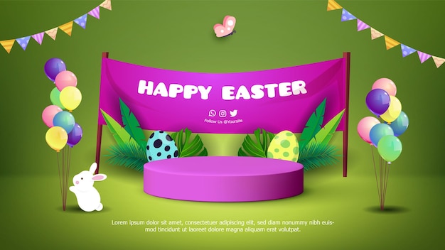 Vector happy easter day podium