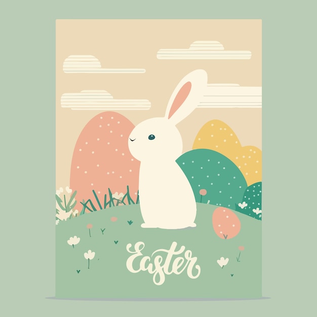 Happy easter day postcard flat vector illustration