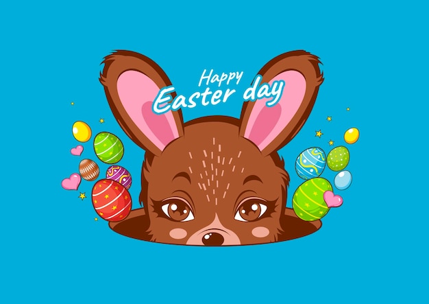 Happy easter day, rabbit cute.