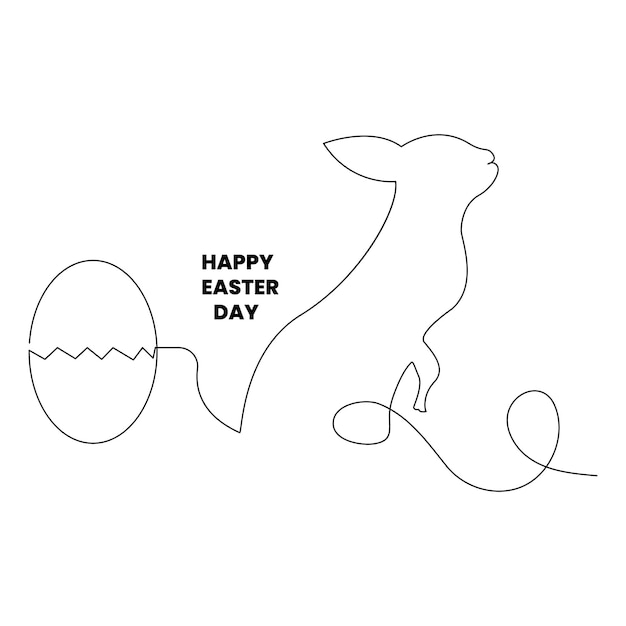 Happy easter day single line art and one line rabbits drawing art