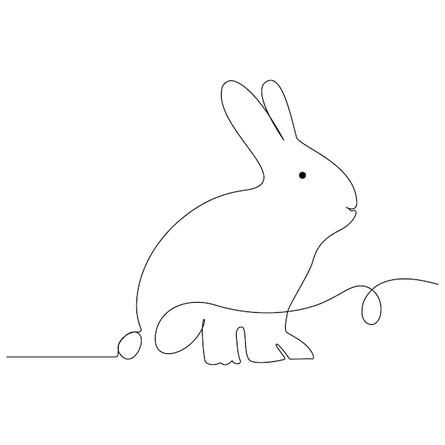 Happy easter day single line art and one line rabbits drawing art