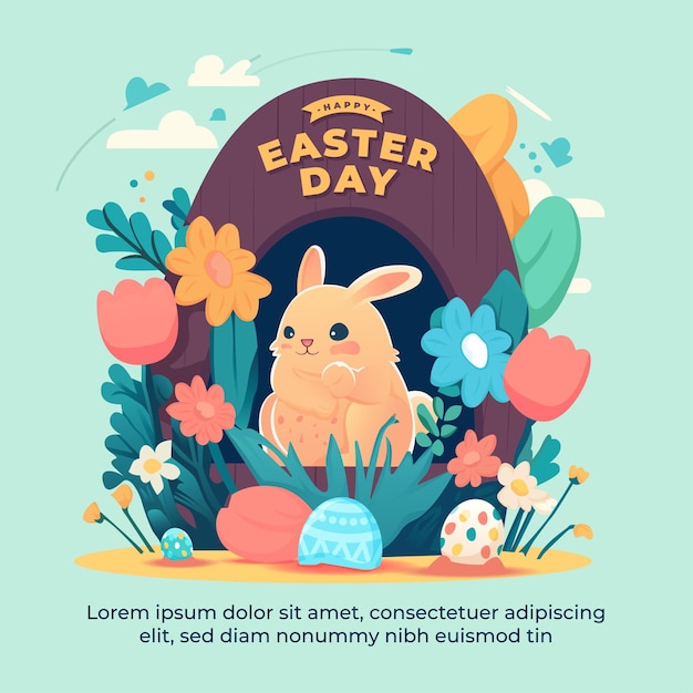 Happy easter day social media post design template