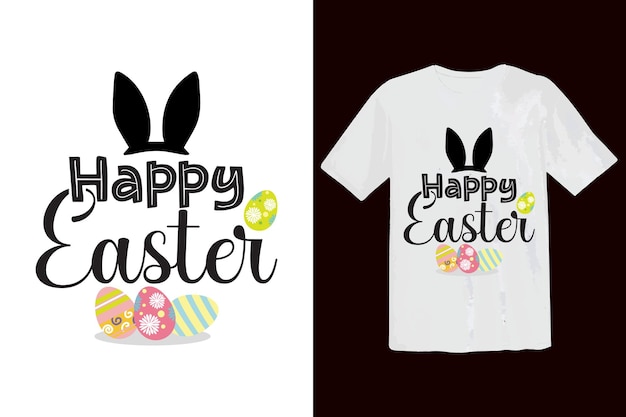 Happy Easter Day Tshirt ontwerp Bunny vector cadeau shirt