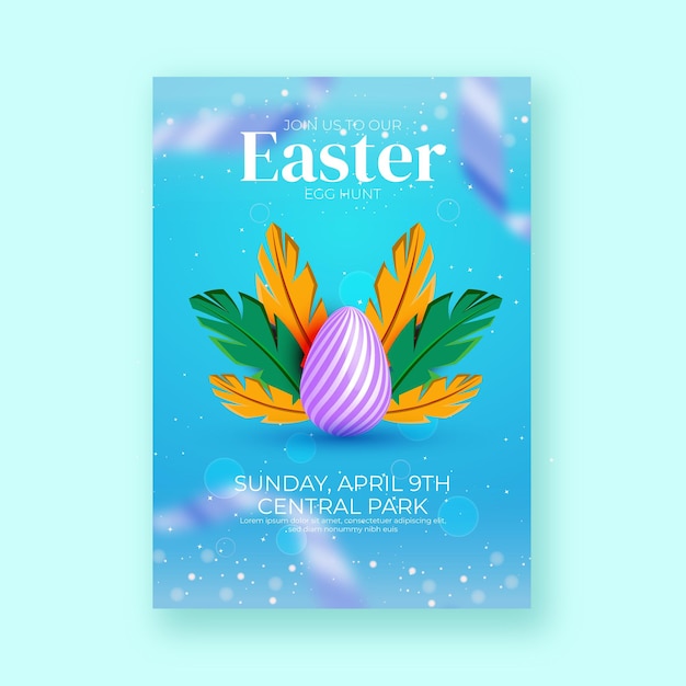 Happy easter day vertical poster template suitable for invitations social media posters and banners