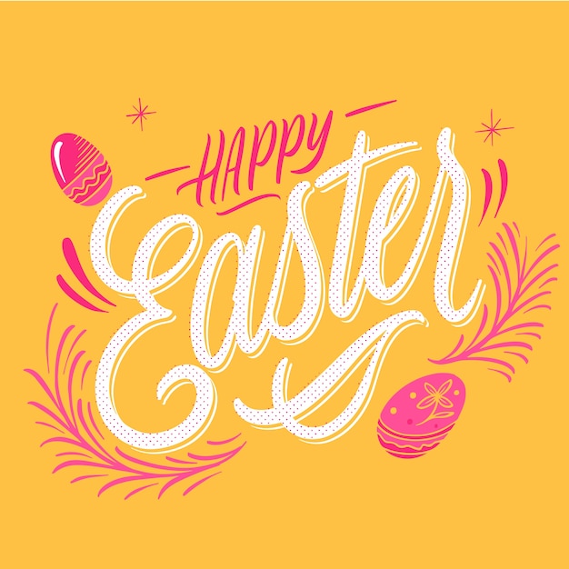 Vector happy easter day with lettering