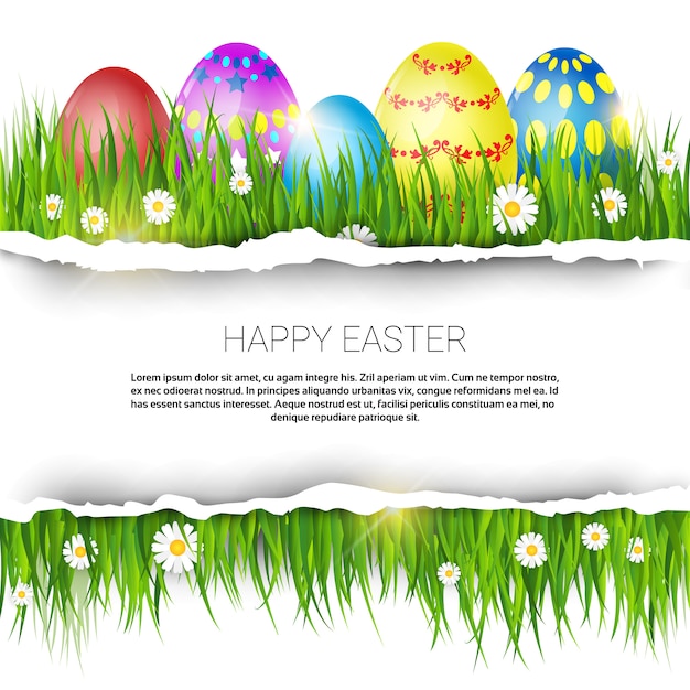 Happy Easter Decorated Colorful Greeting Card