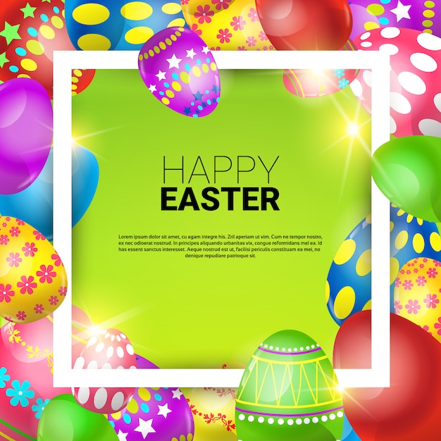 Happy Easter Decorated Colorful Greeting Card