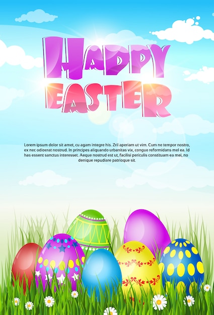 Vector happy easter decorated greeting card