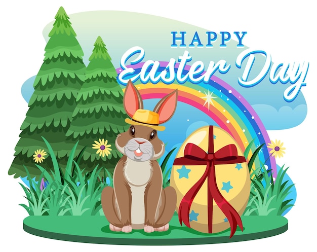 Happy easter design with bunny and egg