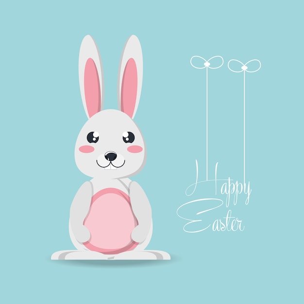 happy easter design with cute rabbit icon