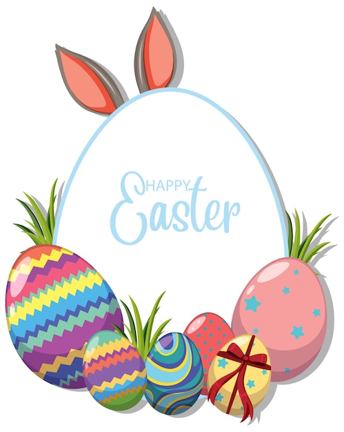 Vector happy easter design with decorated eggs