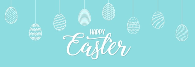 Vector happy easter design with line eggs design on background