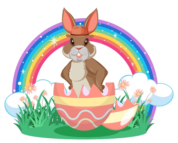 Happy easter design with rabbit in garden