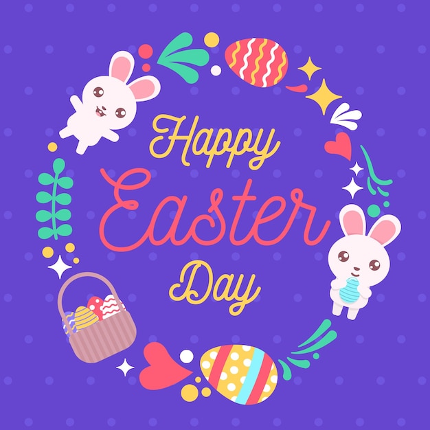 Vector happy easter egg day cute and colorful greetings card drawn by hand