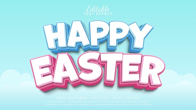 Vector happy easter egg day editable text effect template