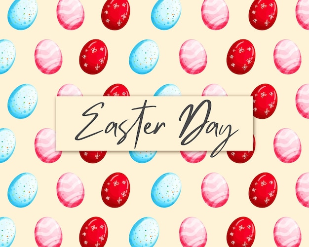 Happy easter egg decoration pattern Easter day text banner