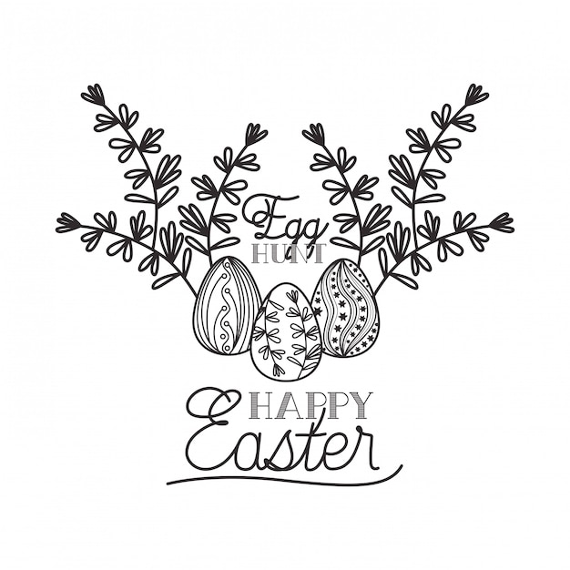 Happy easter egg hunt label isolated icon