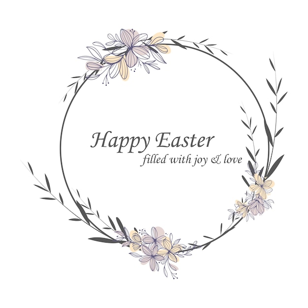 Vector happy easter egg wreath bunny background