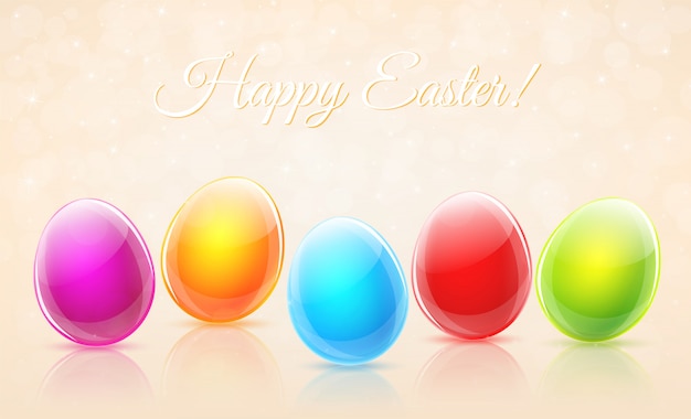 Happy easter eggs card vector