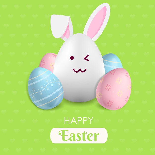 Vector happy easter eggs in kawaii style