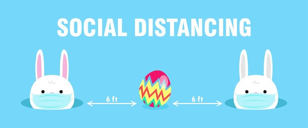 Vector happy easter eggs for new normal and social distancing