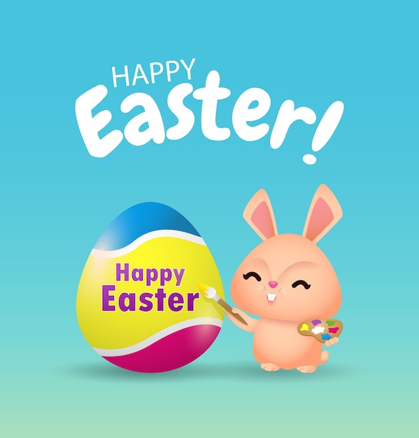 Happy Easter Eggs poster Little Rabbit Bunny cartoon met wenskaart Paasdag festival
