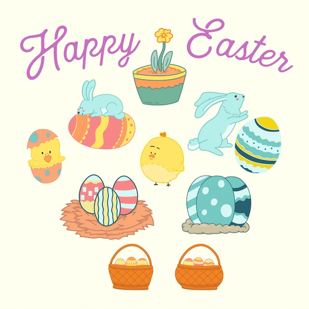 Happy easter element illustration-vector