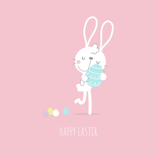 Happy easter festival with animal pet bunny rabbit and egg