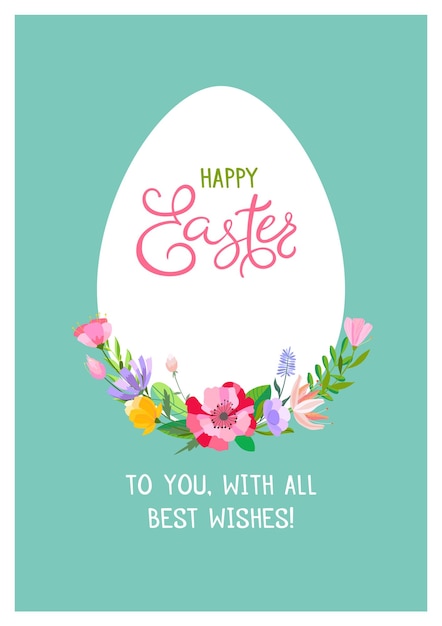 Vector happy easter flower egg vector illustration