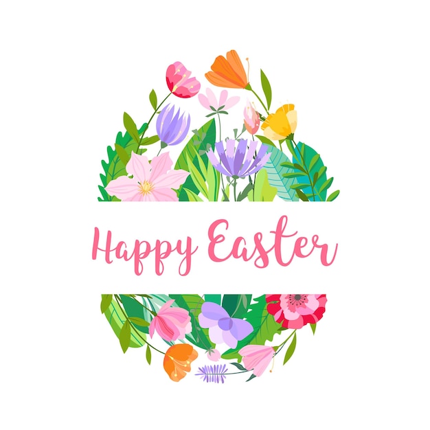 Vector happy easter flower egg vector illustration