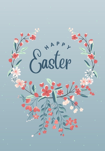 Happy Easter frame Trendy Easter design with bunny in pastel colors Poster greeting card banner