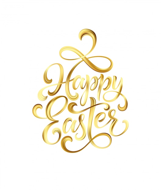 Happy Easter gouden verf belettering.