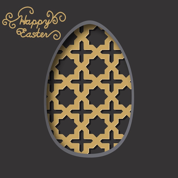 Happy Easter greeting card 3d paper cut easter egg concept design background Vector illustration