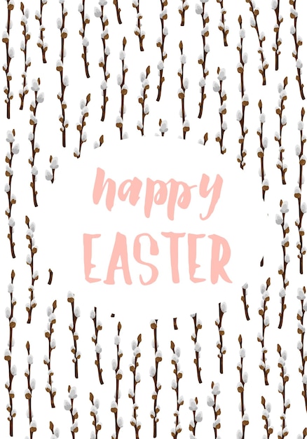 Happy easter greeting card banner poster holiday cover handdrawn trendy design spring flowers vector