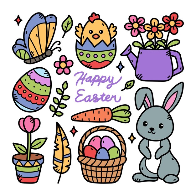 Vector happy easter greeting card collection