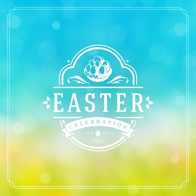 Happy easter greeting card design text template and badge vector design