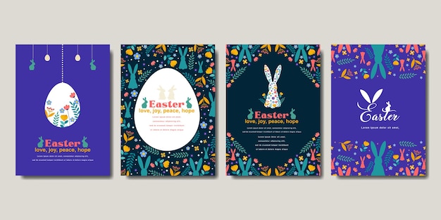 Happy easter greeting card fashion commercial banner cover social media with flat design