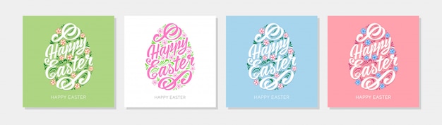 Счастливой Пасхи шаблон поздравительной открытки разных цветов