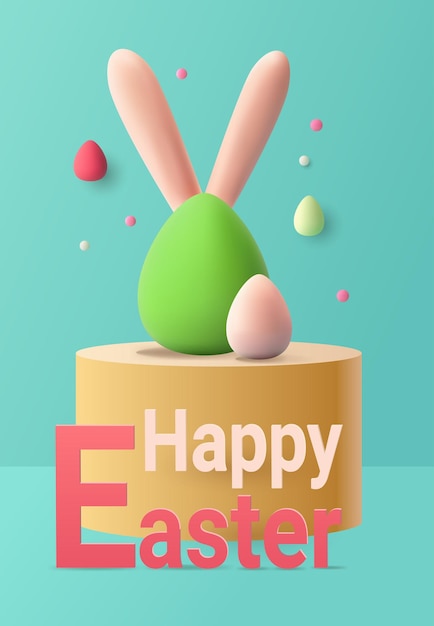 Счастливая пасхальная открытка с яйцами в пастельных цветах Весенняя праздничная открытка вертикально