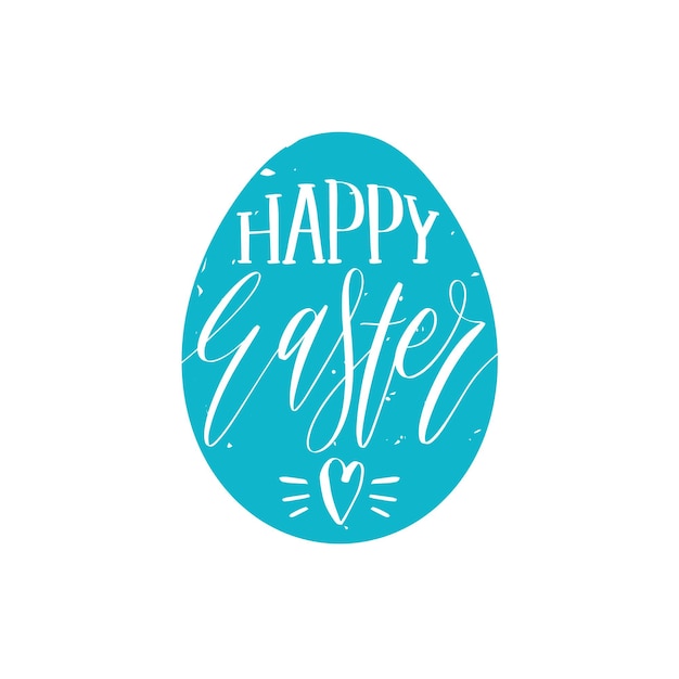 Happy easter greeting card with hand lettering in the egg shape religious holiday vector illustration for poster flyer etc