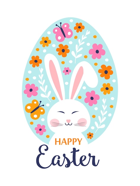 Happy Easter greeting card with rabbit.