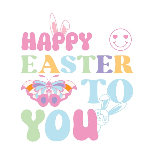 счастливой пасхи Groovy svg design easter bunny Quotes design