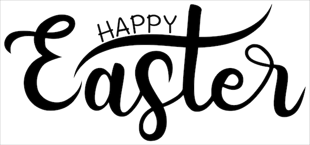 Vector happy easter hand drawn and brush pen lettering