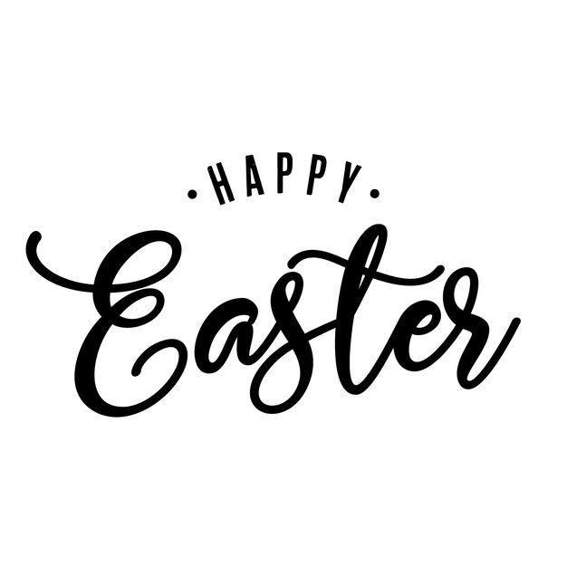 Vector happy easter hand drawn calligraphy design greeting card with text handwritten sketch lettering