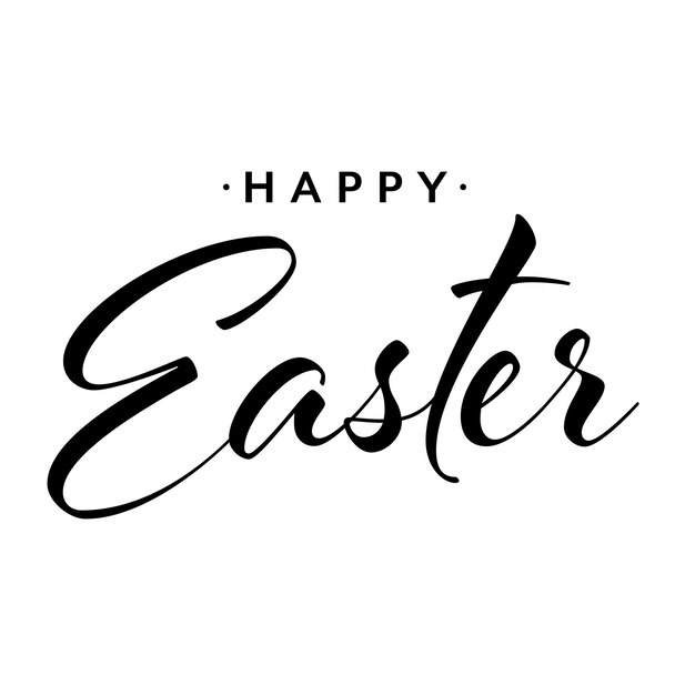 Vector happy easter hand drawn calligraphy design greeting card with text handwritten sketch lettering