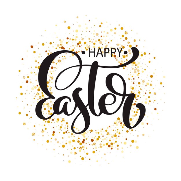 Happy easter hand drawn calligraphy text.