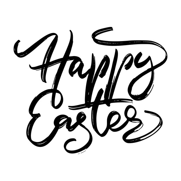 Happy easter hand drawn lettering design easter greeting card handwritten element modern brush