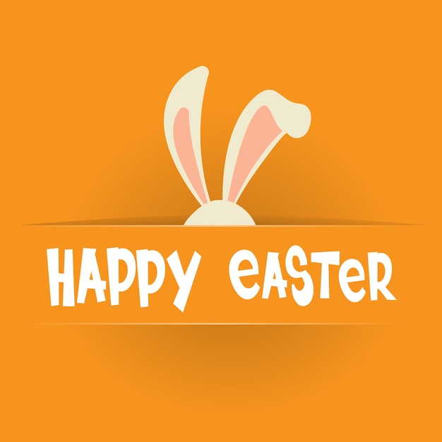 Happy easter holiday banner greeting card orange background